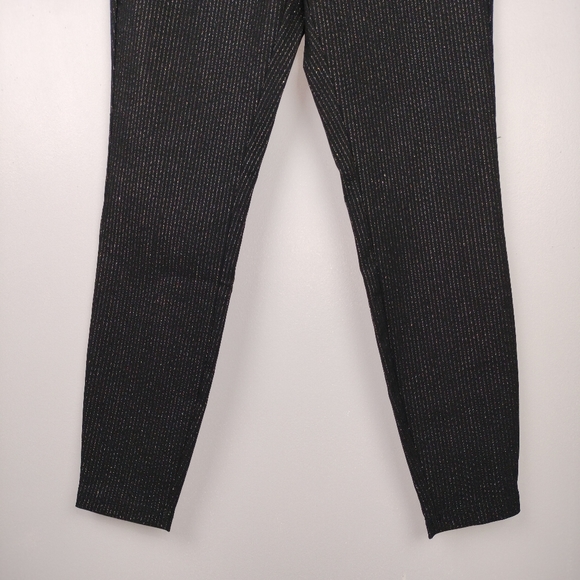 NWT Nanette Lepore High Waist Skinny Pull-On Pants in Blk w/ Gold Pinstripes - Picture 5 of 10